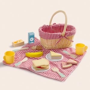 TookyToy - Pretend Play Wooden Picnic Basket Toy Set