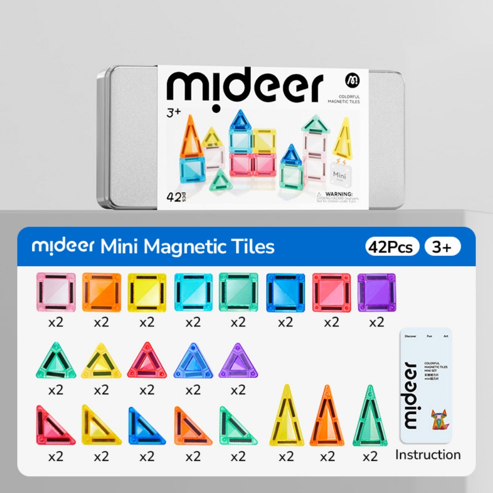 Mideer - Colourful Mini Magnetic Tiles Building Set - 42pcs - Image 6