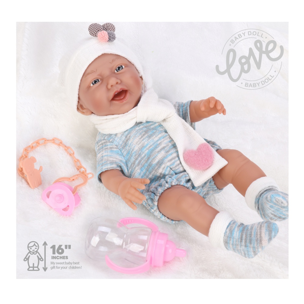 Baby Doll with Vinyl Body, Clothing, Pacifier & Bottle - 40cm - Image 4
