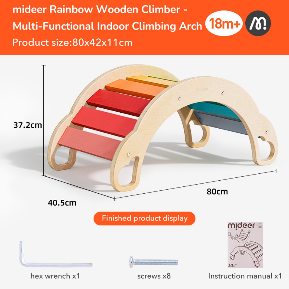 Mideer - Wooden Climbing & Rocking Rainbow Arch: Indoor Toy - Image 2