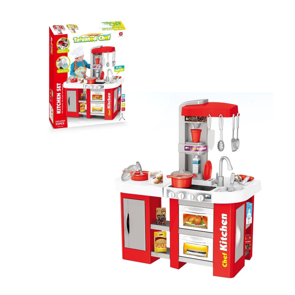 Cogo - Pretend & Play Kitchen Set with Light & Sound Effects - Red - 53 Pieces - Image 6