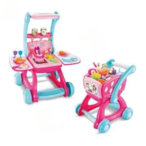 Cogo - 2-in-1 Pretend Play Kitchen & Shopping Cart with Light & Sound-**