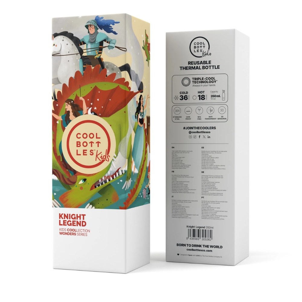 Cool Bottles - Kids Triple-Insulated Water Bottle - Knight Legends 350ml - Image 5