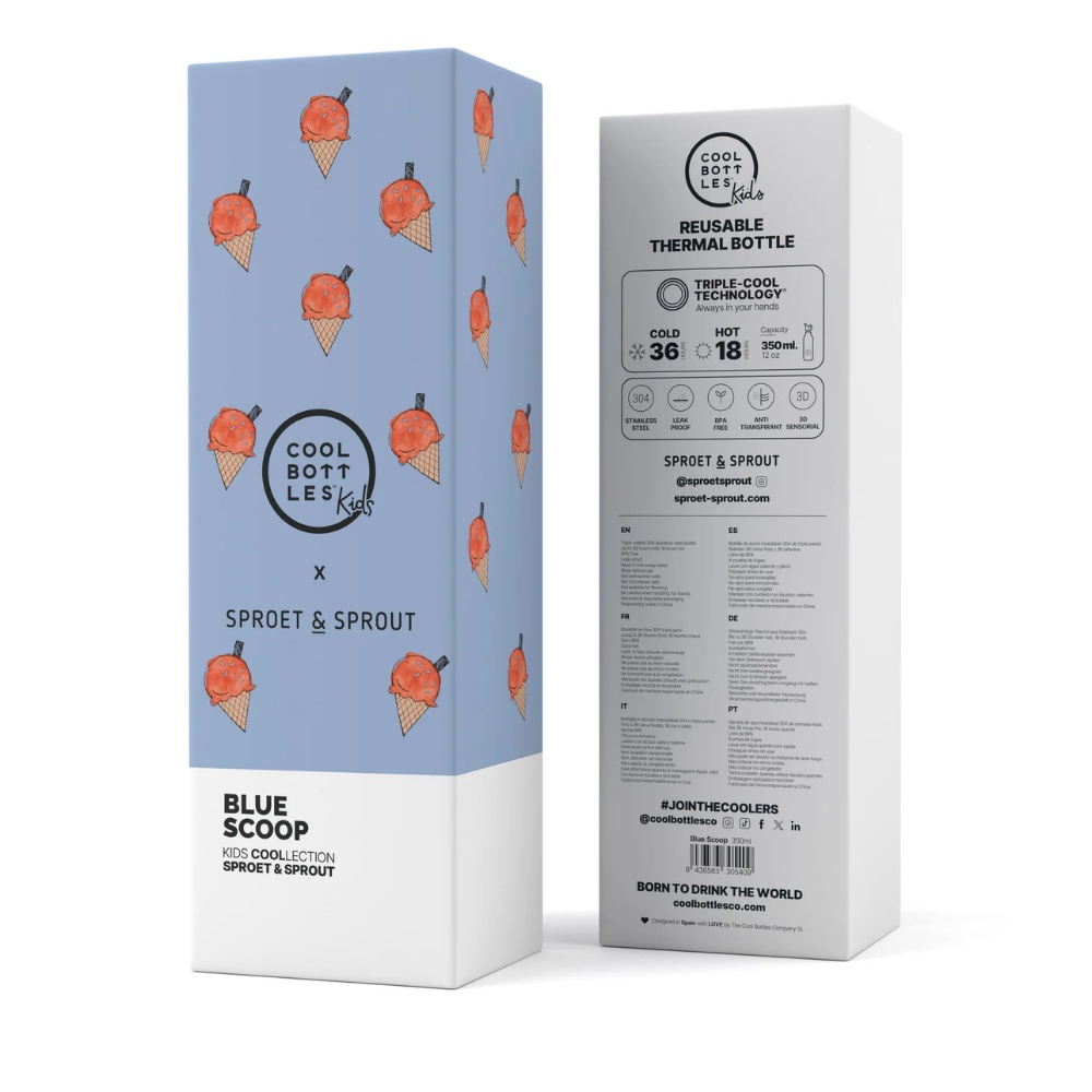 Cool Bottles - Kids Triple-Insulated Water Bottle - SPRT & Blue Scoop 350ml - Image 5