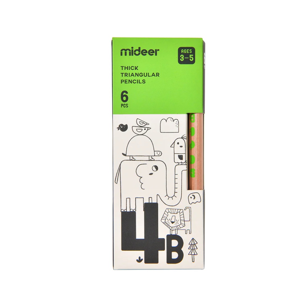 Mideer - Triangular 4B Pencils - 6 Thick Easy Grip Pencils for Early Writing - Image 5