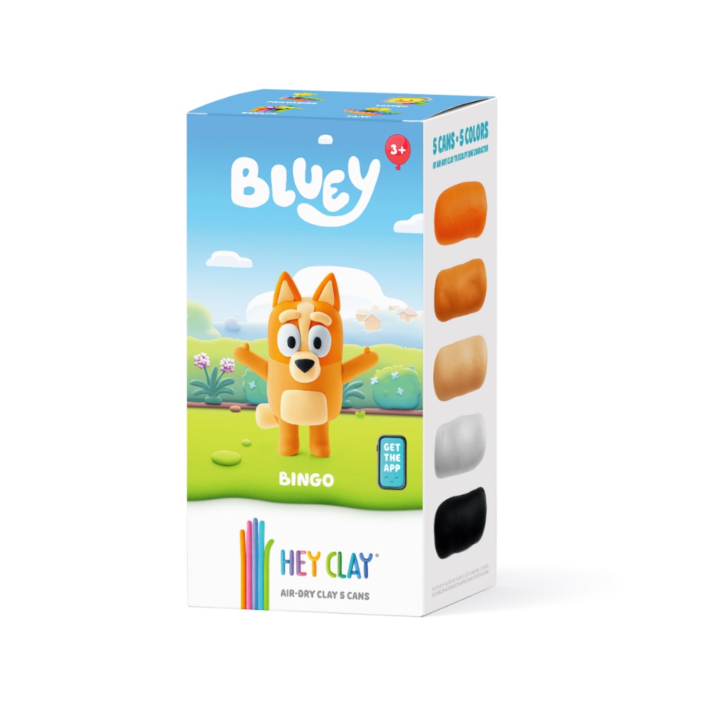 Hey Clay - Modelling Air-Dry Clay with Fun Interactive App - Bingo, Bluey Series, 5 cans - Image 5
