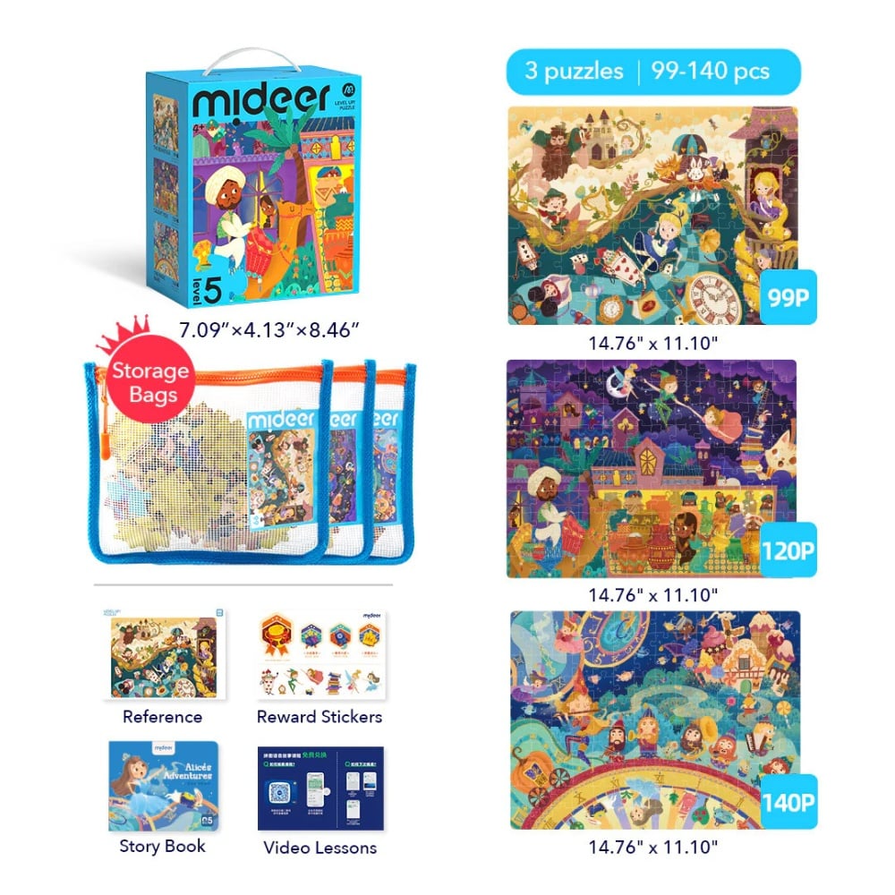 Mideer - Level Up Jigsaw Puzzle for Kids - 3-in-1 - Level 5 Fairytale World - Image 2