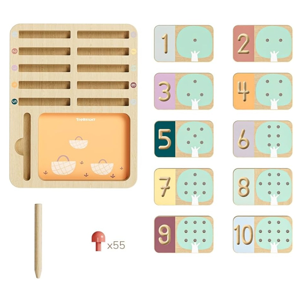 TopBright - Wooden Montessory Fruit Tree Counting & Writing Number Toy - Image 8