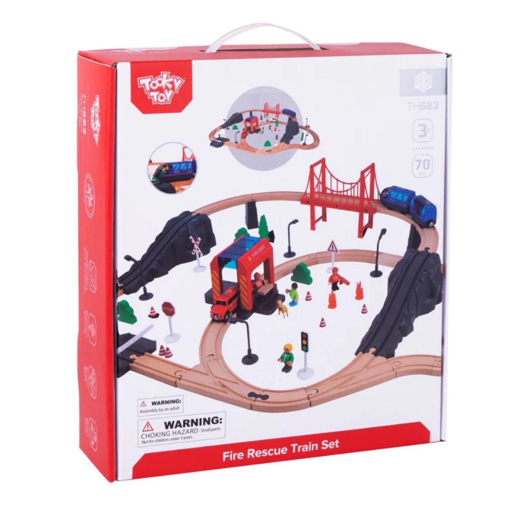 TookyToy - Wooden Train Set - Fire Rescue - Image 6