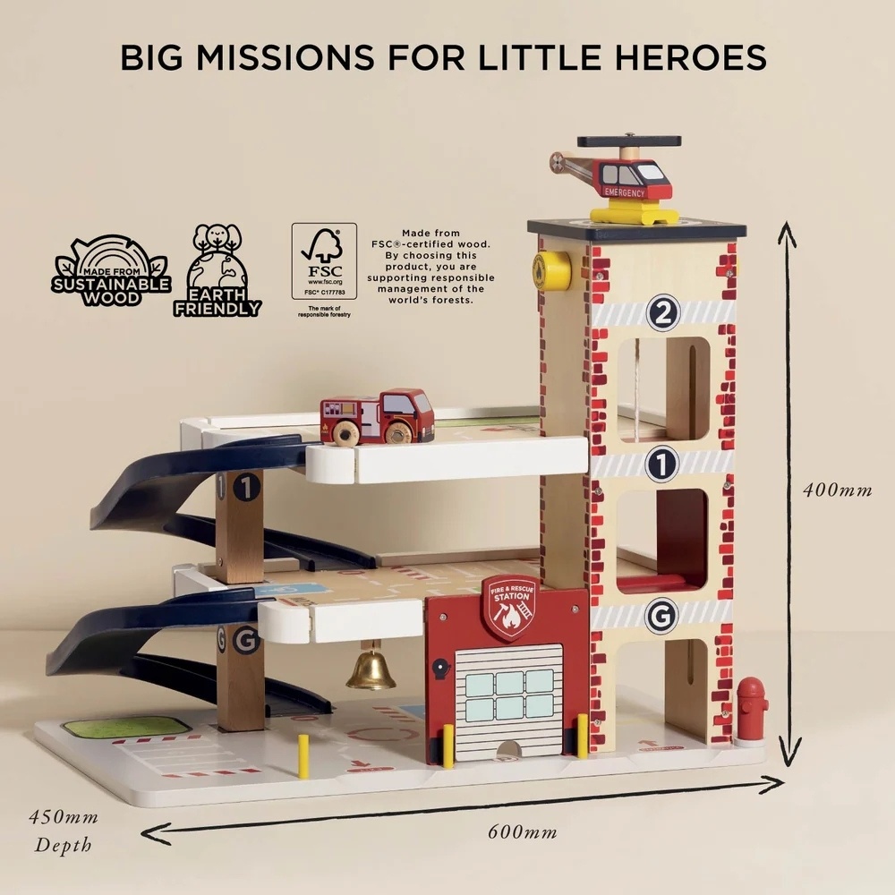 Le Toy Van - Fire & Rescue Wooden Garage - Image 7