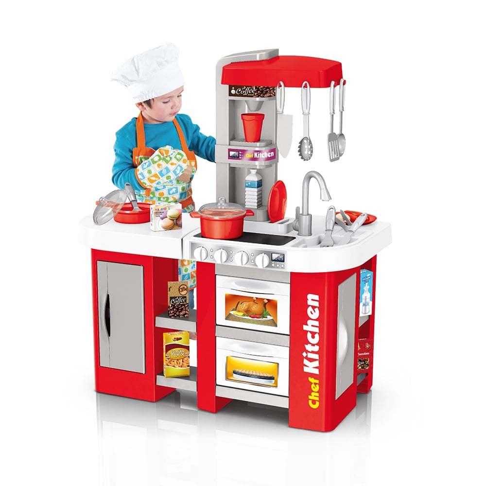 Cogo - Pretend & Play Kitchen Set with Light & Sound Effects - Red - 53 Pieces - Image 2