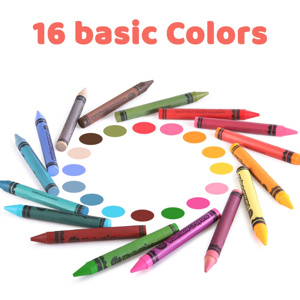 Jar Meló - Wax Crayons - Washable Non-Toxic - 16 Colours - Image 2