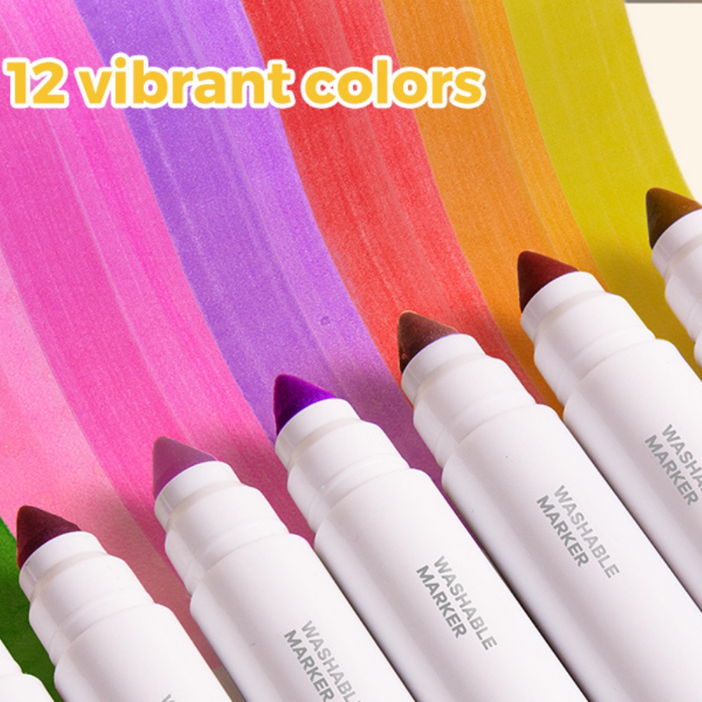 Jar Meló - Washable Markers - Broad Tip, 12 Vibrant Colours for Kids - Image 3