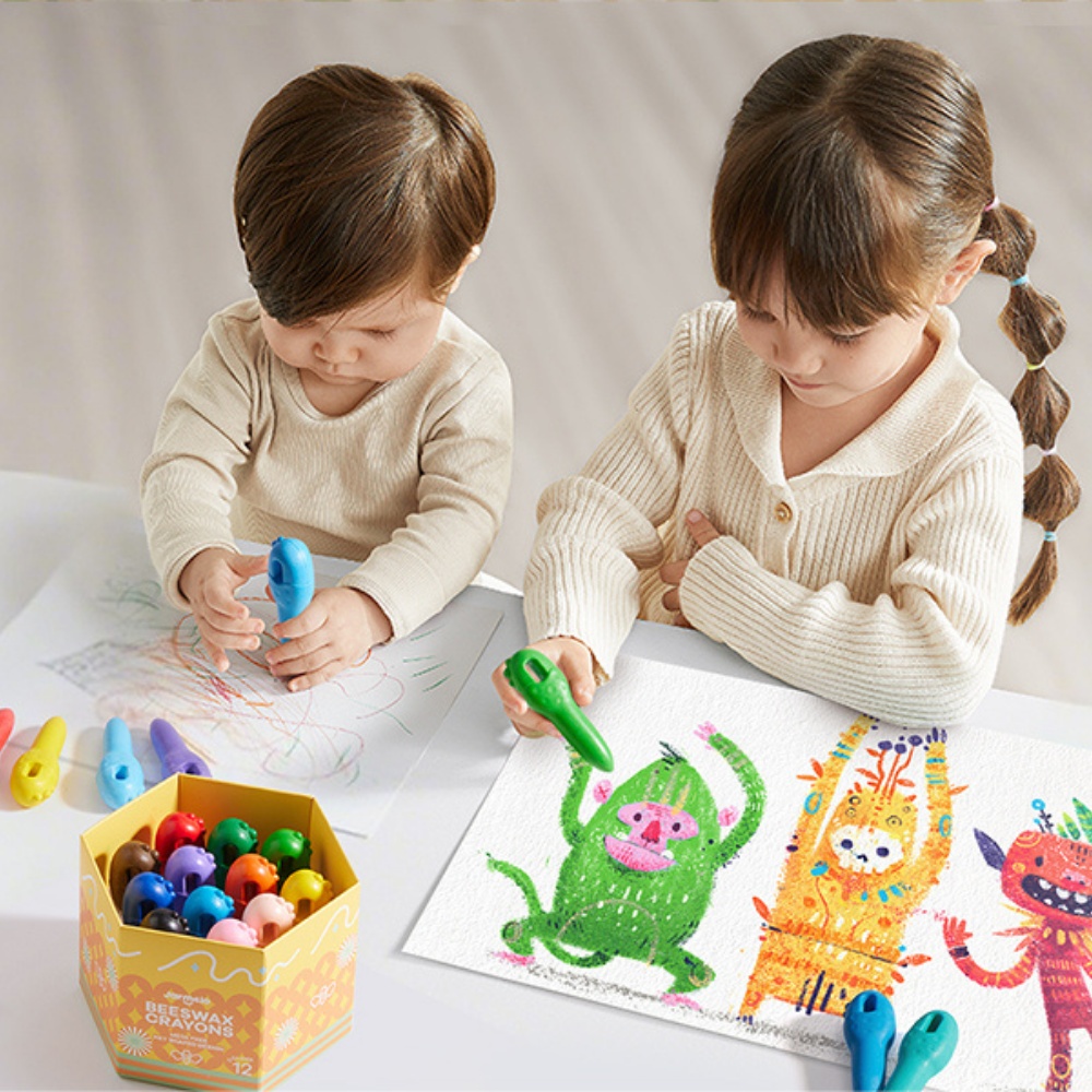 Jar Meló - Beeswax Crayons Key Shape - 12 Washable & Non-Toxic Colours - Image 2