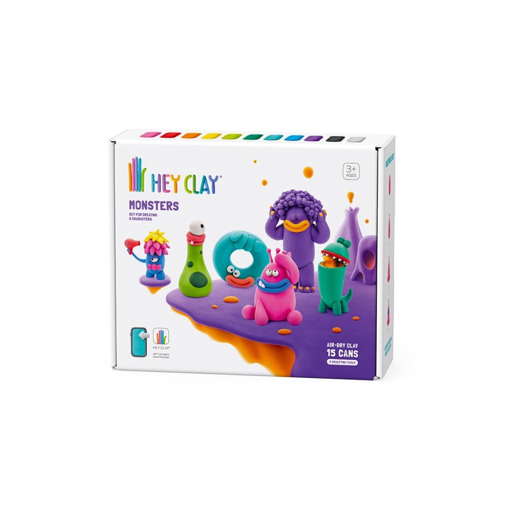 Hey Clay - Modelling Air-Dry Clay with Fun Interactive App - Monsters, 15 cans - Image 8