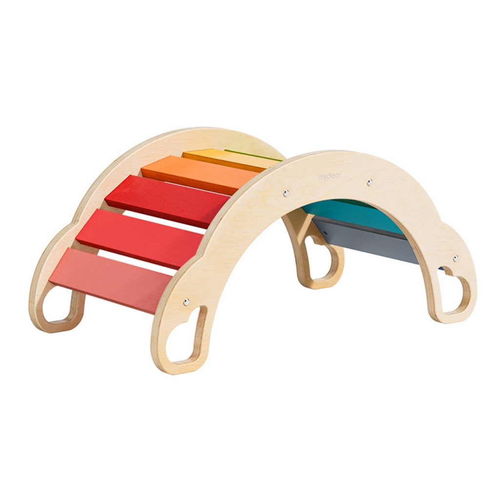 Mideer - Wooden Climbing & Rocking Rainbow Arch: Indoor Toy