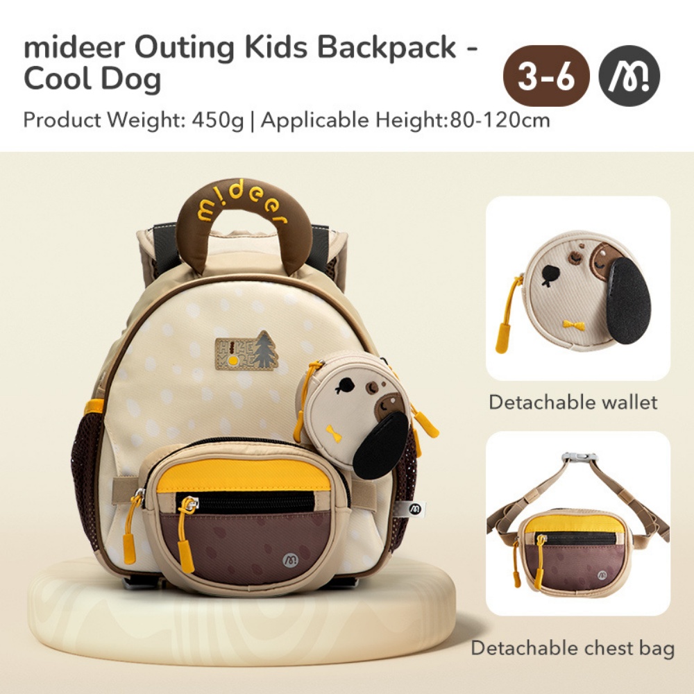 Mideer - 3-in-1 Kids Outing Backpack with Anti-Lost Whistle - Drowsy Doggie - Image 2