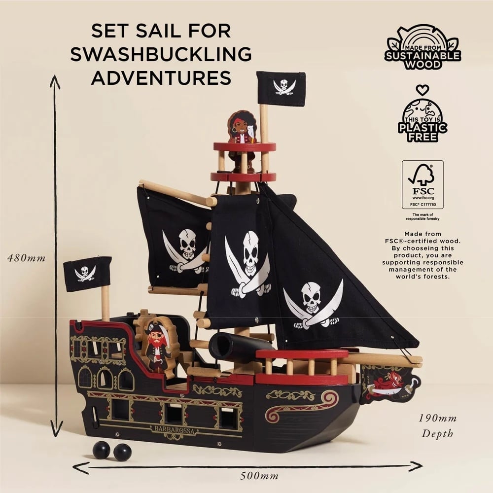Le Toy Van - Barbarossa Wooden Pirate Ship & Characters - Image 4