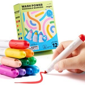 Jar Meló - Washable Markers - Broad Tip, 12 Vibrant Colours for Kids