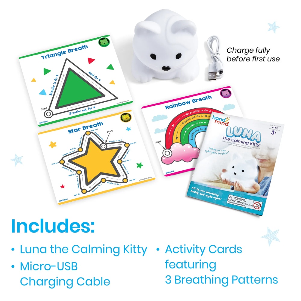 Hand2Mind - Luna The Calming Kitty™ Breathing & Mindfulness Companion, & Nightlight - Image 2