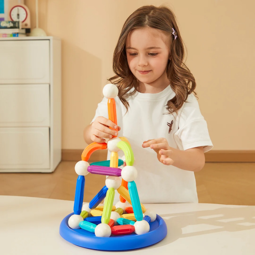 Mideer - Rainbow Magnetic Building Sticks STEM Construction Toy - 60 Pieces - Image 4