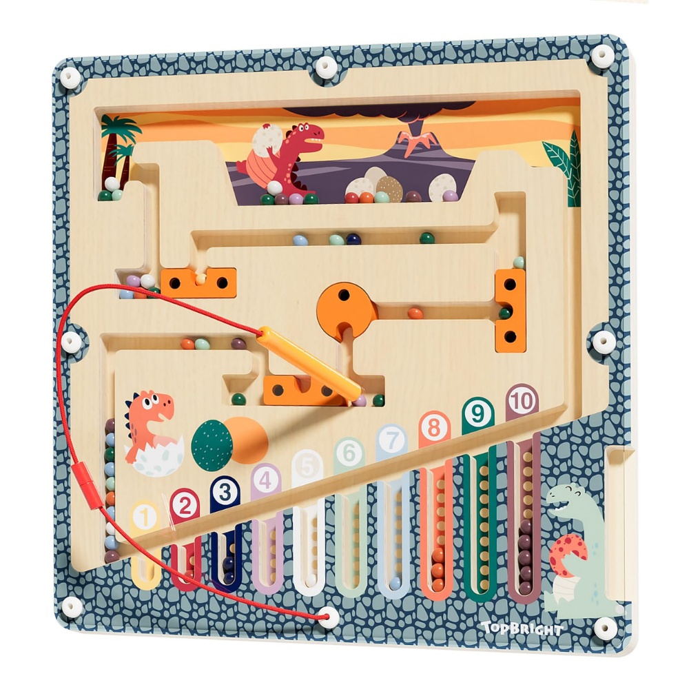TopBright - Wooden Dinosaur Magnetic Maze - Colour Sorting & Matching Toy - Image 7