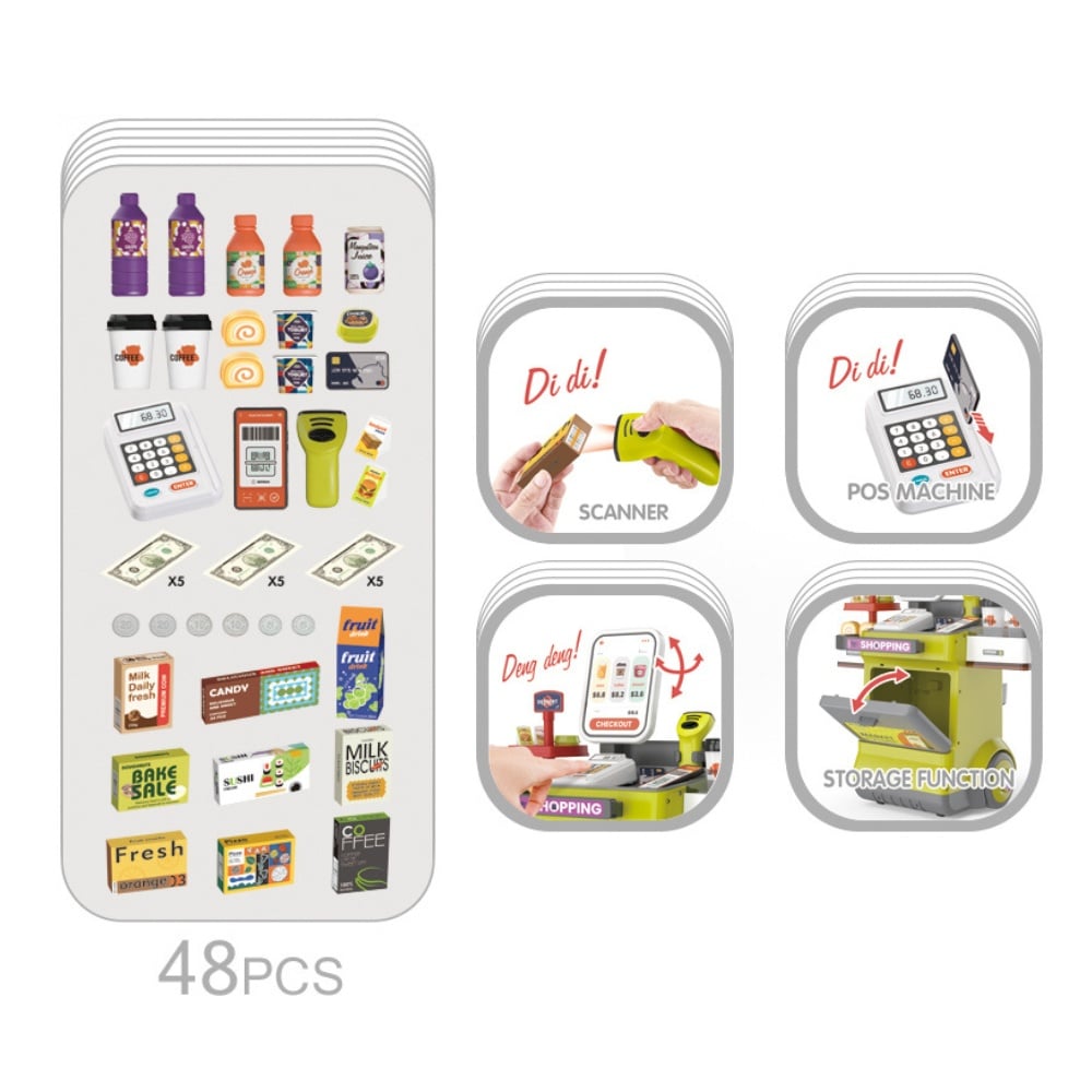 Cogo - Pretend & Play Grocery Store - Cash Register and Accessories - 48 Pieces-** - Image 2