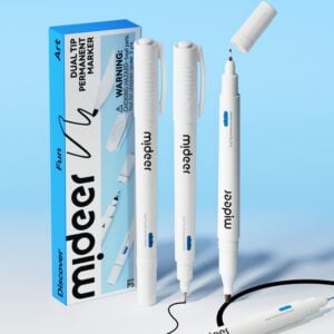 Mideer - Dual-Tip Permanent Markers Fine & Broad Waterproof 3 Pack