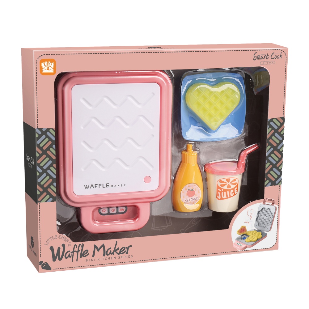 Pretend & Play Waffle Set with Lights, Sound & Colour Changing Food - Pink - Image 5