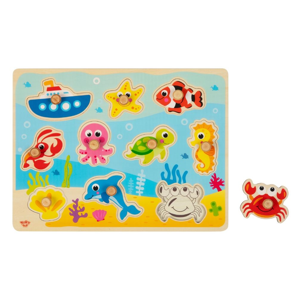 TookyToy - Wooden Ocean Peg Puzzle - 7 Pieces - Image 4