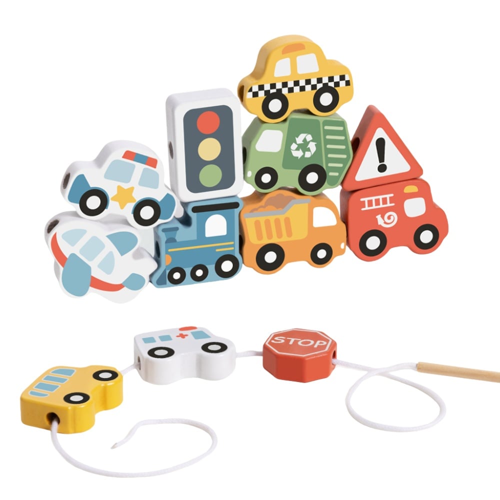 TookyToy - Fine Motor Wooden Lacing Blocks - Transport Set - 13 Pieces - Image 7