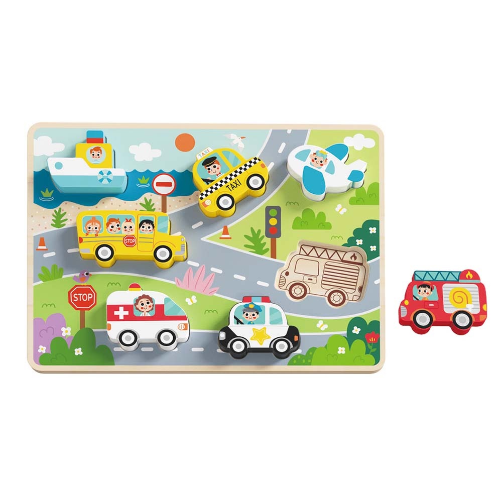 TookyToy - Wooden Chunky Transportation Puzzle - Image 3