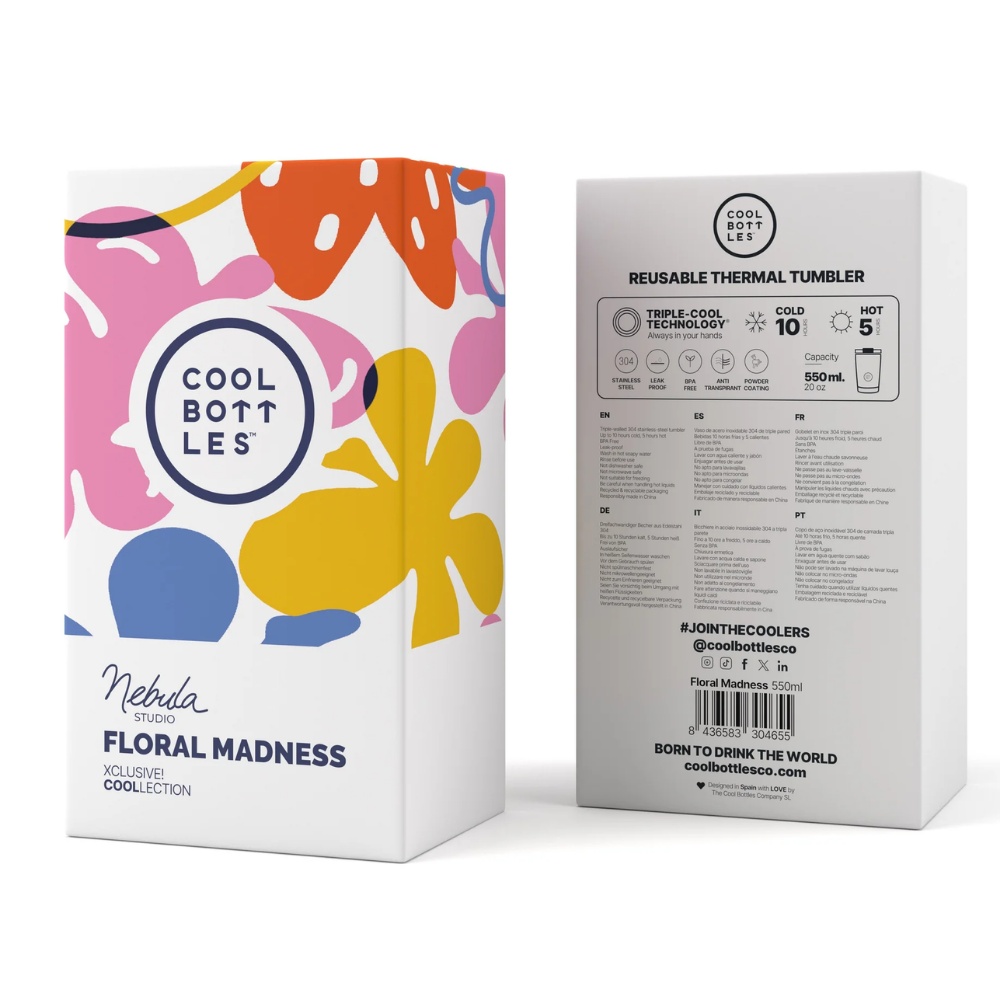 Cool Bottles - Triple-Insulated Travel Tumbler - Floral Madness 550ml - Image 7