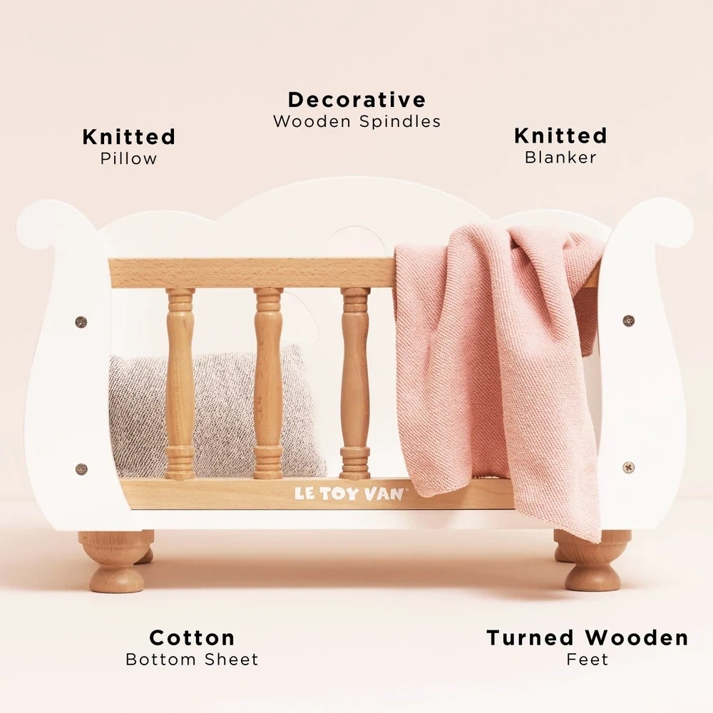 Le Toy Van - Dolls Wooden Cot - Image 3