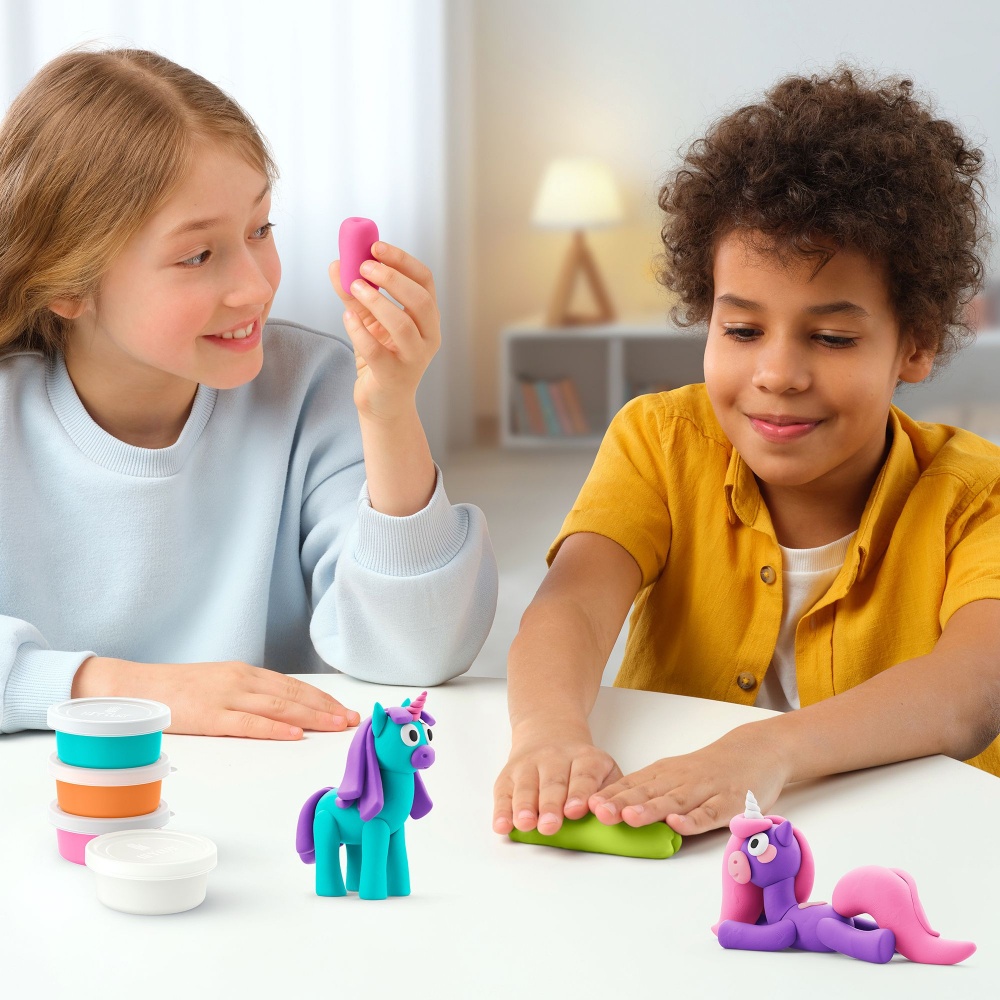 Hey Clay - Modelling Air-Dry Clay with Fun Interactive App - Rainbow Unicorns, 15 cans - Image 2