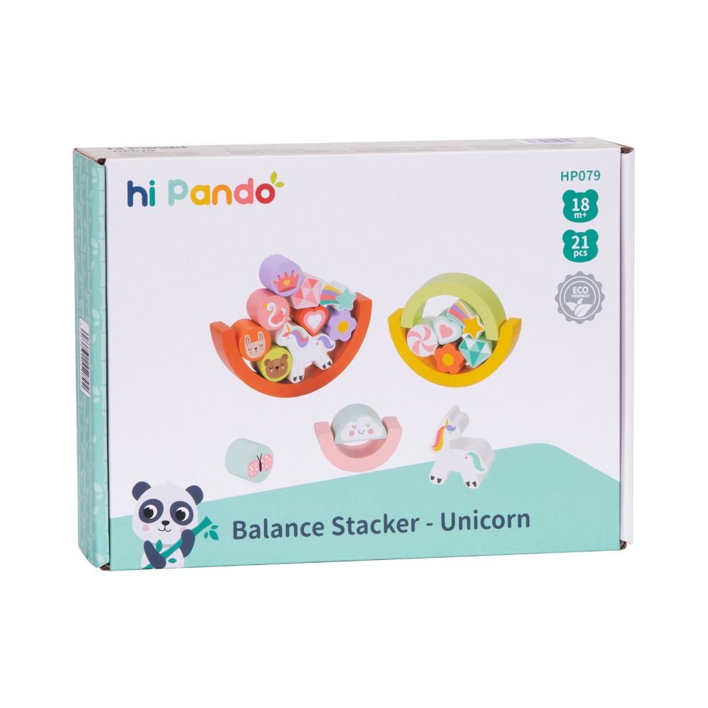 hi Pando - Wooden Balance Stacker - Unicorn Themed - 21pcs - Image 6