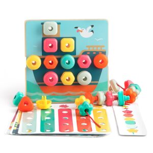 TopBright - Fine Motor Skills Set - Lacing Stacking Peg Activity for Kids