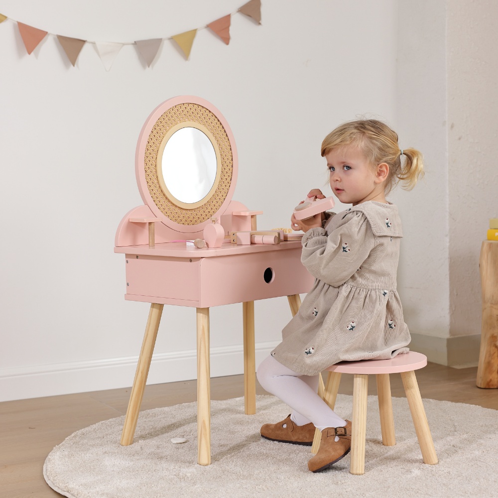 TookyToy - Wooden Dressing Table Role Play Kids with Accesories - 11 Pieces - Image 2