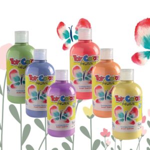 Toy Color - Superwashable Ready-Mix Tempera Paint for Kids - Pastel Shades - Bulk Pack 6 x 500ml