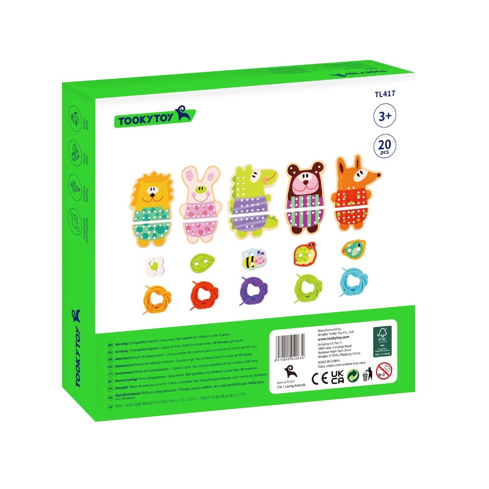 TookyToy - Lacing & Threading Animals: Fine Motor Activity Set - 15pcs - Image 9