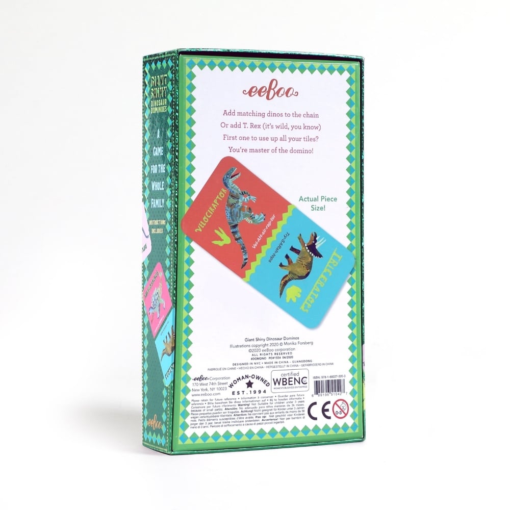 eeBoo - Giant Shiny Dinosaur Dominoes - Educational Game with Holographic Foil - Image 5