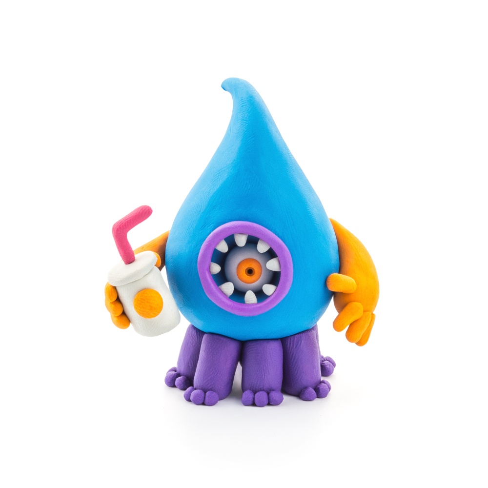 Hey Clay - Modelling Air-Dry Clay with Fun Interactive App - Drop, Violet, Fishka, Series Beasts, 6 cans - Image 2