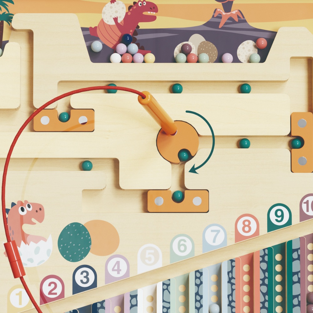 TopBright - Wooden Dinosaur Magnetic Maze - Colour Sorting & Matching Toy - Image 5