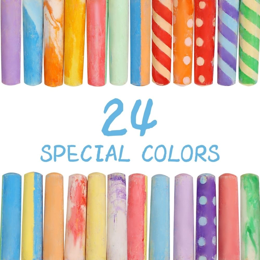 Jar Meló - Jumbo Sidewalk Chalk with Holders - 24 Colour Washable Kit - Image 4