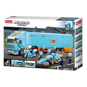 Sluban Building Set: Racing Team - F1 Mobile Racing Team Truck and Team - 1044pcs