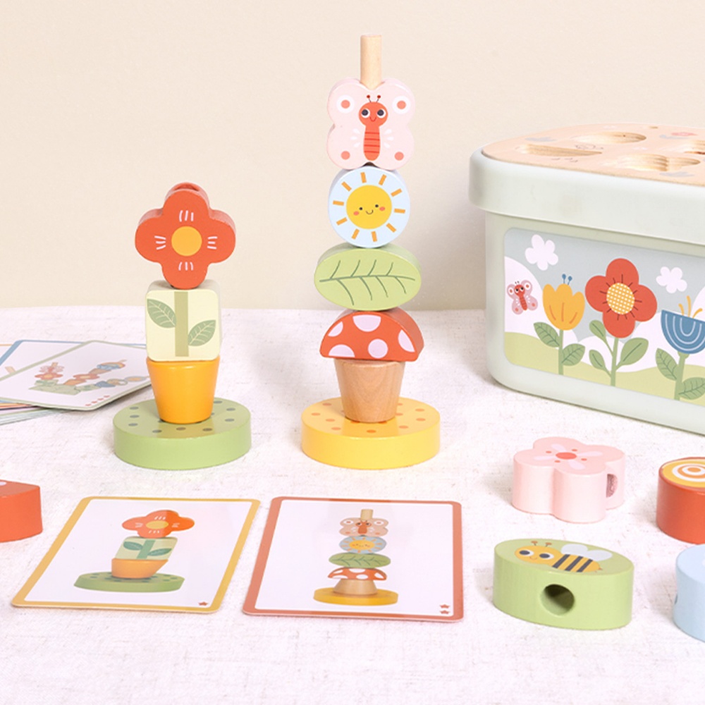 TookyToy - Wooden Montessori Garden Stacking Travel Toy 33pcs - Image 4