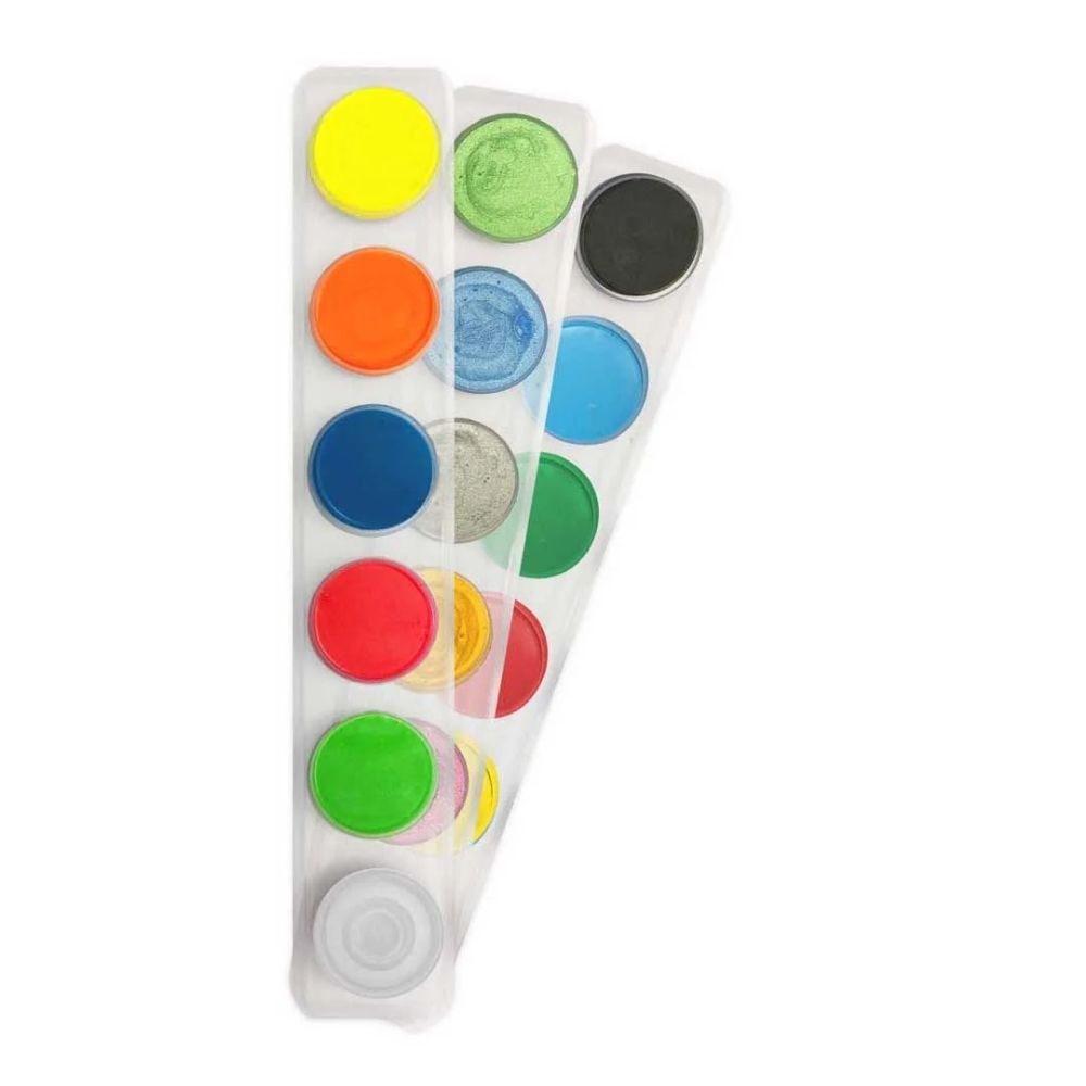 Toy Color - Pocket Watercolours - 15 Colours, 22mm Diameter - Classic/Pearl/Fluorescent - Image 2