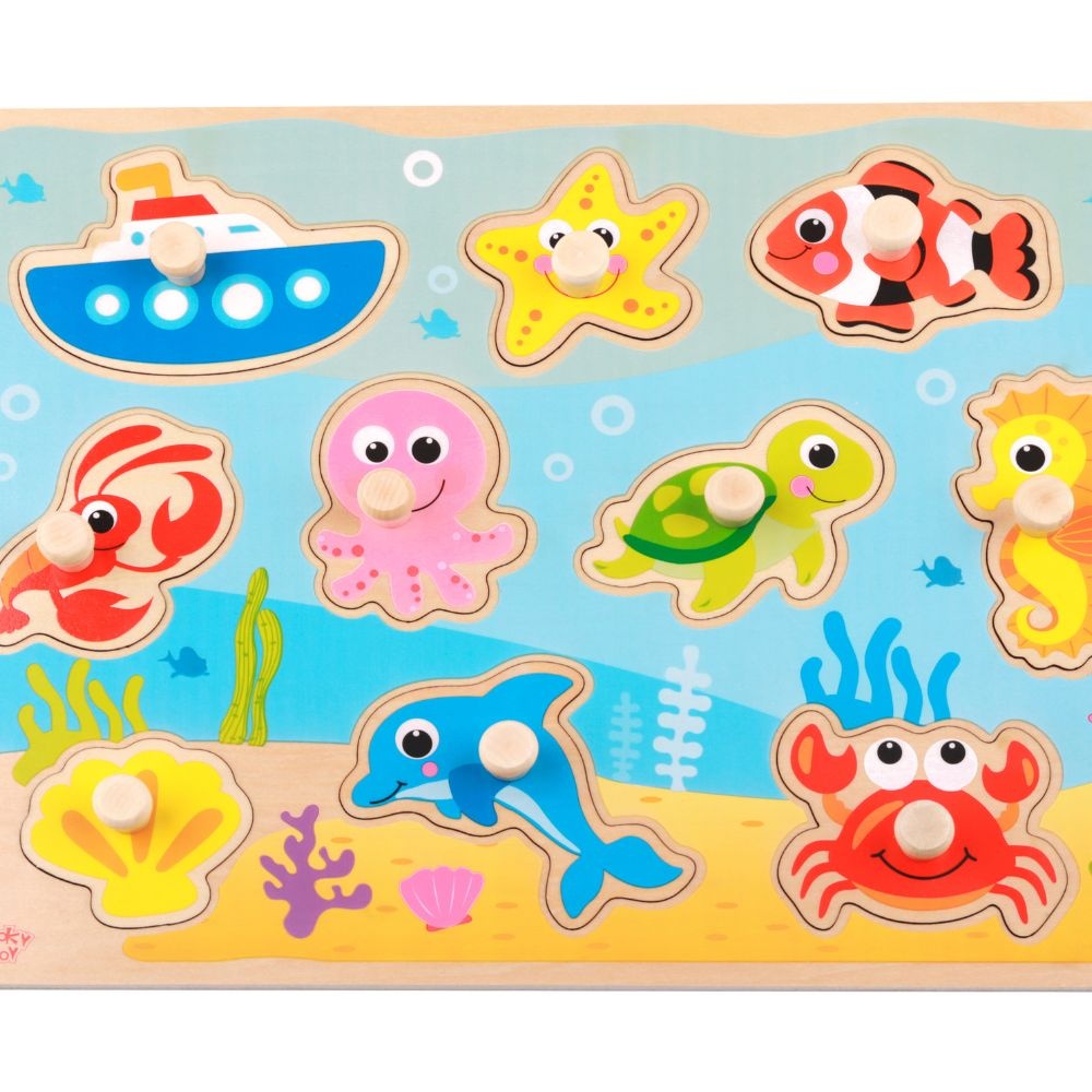 TookyToy - Wooden Ocean Peg Puzzle - 7 Pieces - Image 3