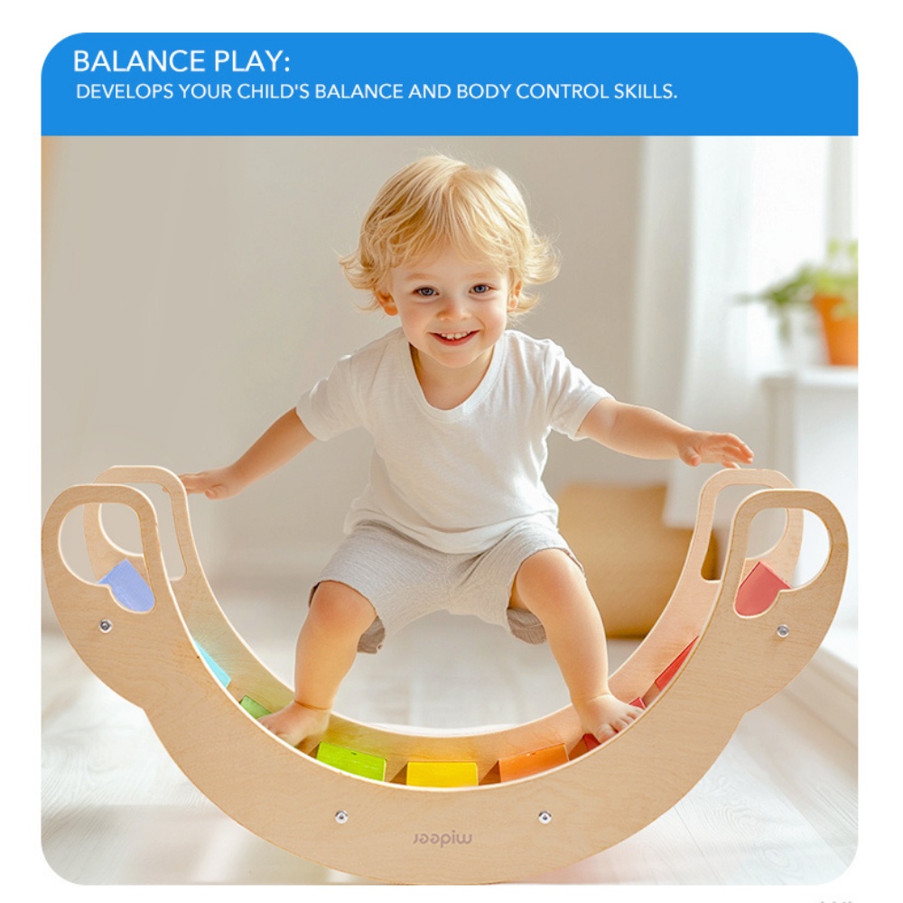 Mideer - Wooden Climbing & Rocking Rainbow Arch: Indoor Toy - Image 7