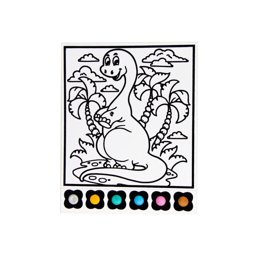 Toy Color - Velvet Art Watercolour Kit - 6 Pearly Colours & Brush - Dinosaur
